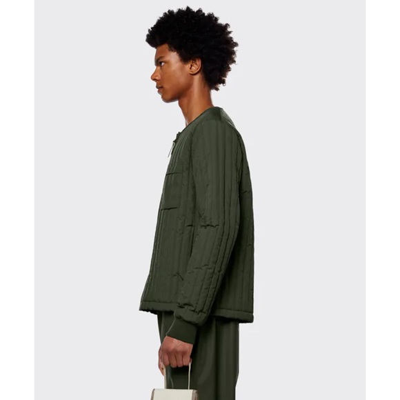 NWT RAINS Unisex Liner Jacket in Green Olive Size L - Picture 2 of 16